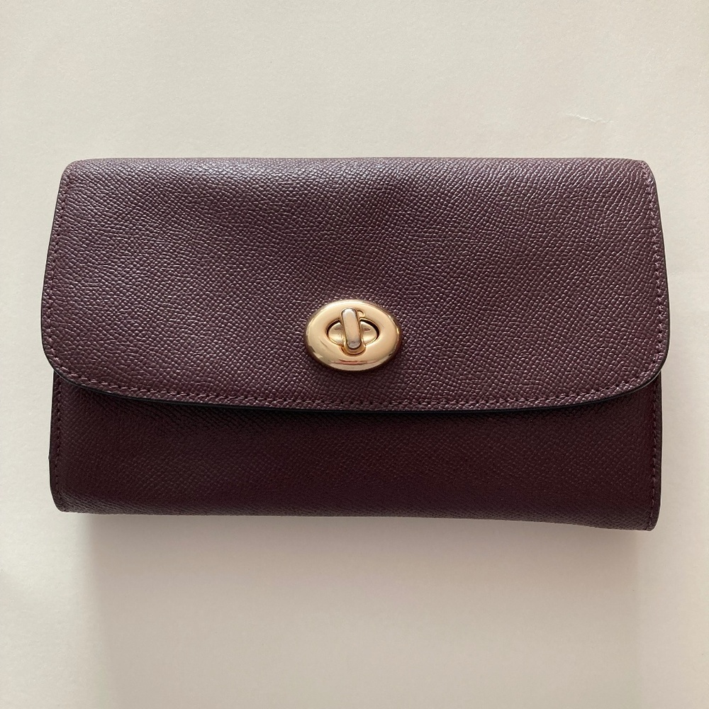 Coach Burgandy Crossbody with Metallic Sides
